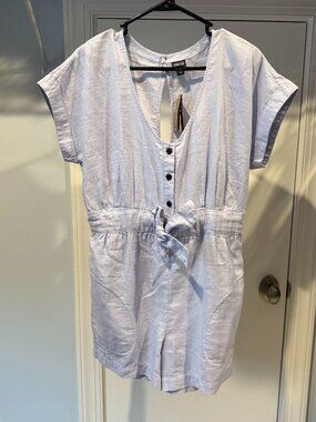 Patagonia Women's Organic Cotton Gauze Romper, small, beluga (lilac shade)